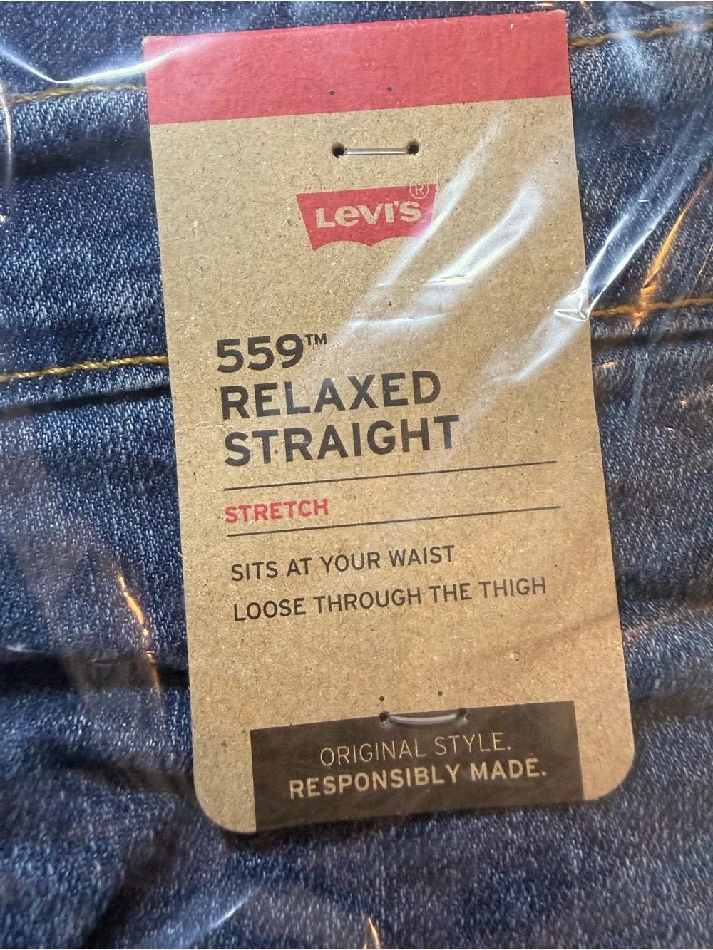 Levi’s 559 Men’s 44x30 Big & Tall Relaxed Straight Stretch Jeans Blue NWT